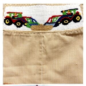 Smocked Bulldozer Overalls/Romper